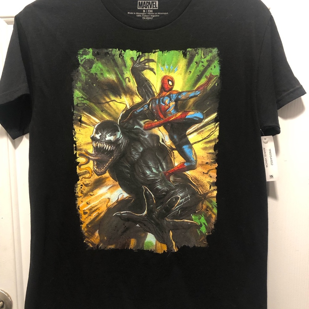 Marvel Black Tee  with Spider-Man and Venom Graphic